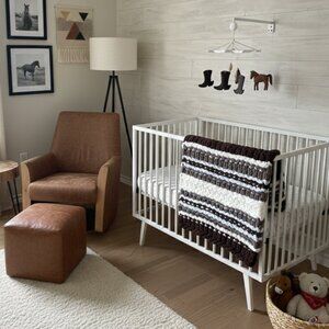 Super Plush Chenille Baby Throw, Cozy Cowboy/Western Neutral Nursery Decor